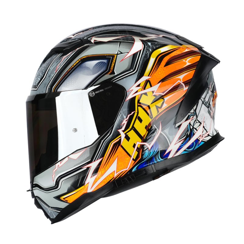 HAX Force Glow-in-The-Dark Aerodynamic Full Face Helmet for Street & E-Bikes DOT & ECE Certified - Enhanced Dual Visor, Adult Size, Pinlock Ready Thunder Orange L - Image 4
