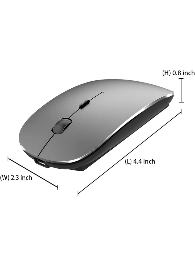 4 Modes Rechargeable Bluetooth Mouse BT3.0/5.2+USB-2.4G/Type-C,Wireless Mouse for MacBook pro/MacBook air/Laptop/iMac/ipad/Notebook/pc (BT/USB-C Grey) - Image 2