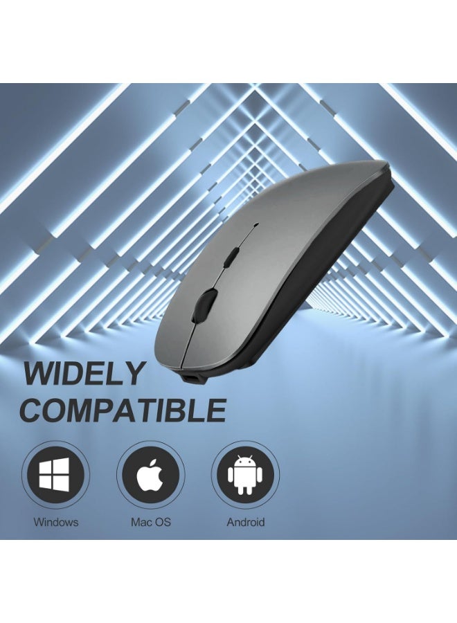 4 Modes Rechargeable Bluetooth Mouse BT3.0/5.2+USB-2.4G/Type-C,Wireless Mouse for MacBook pro/MacBook air/Laptop/iMac/ipad/Notebook/pc (BT/USB-C Grey) - Image 5