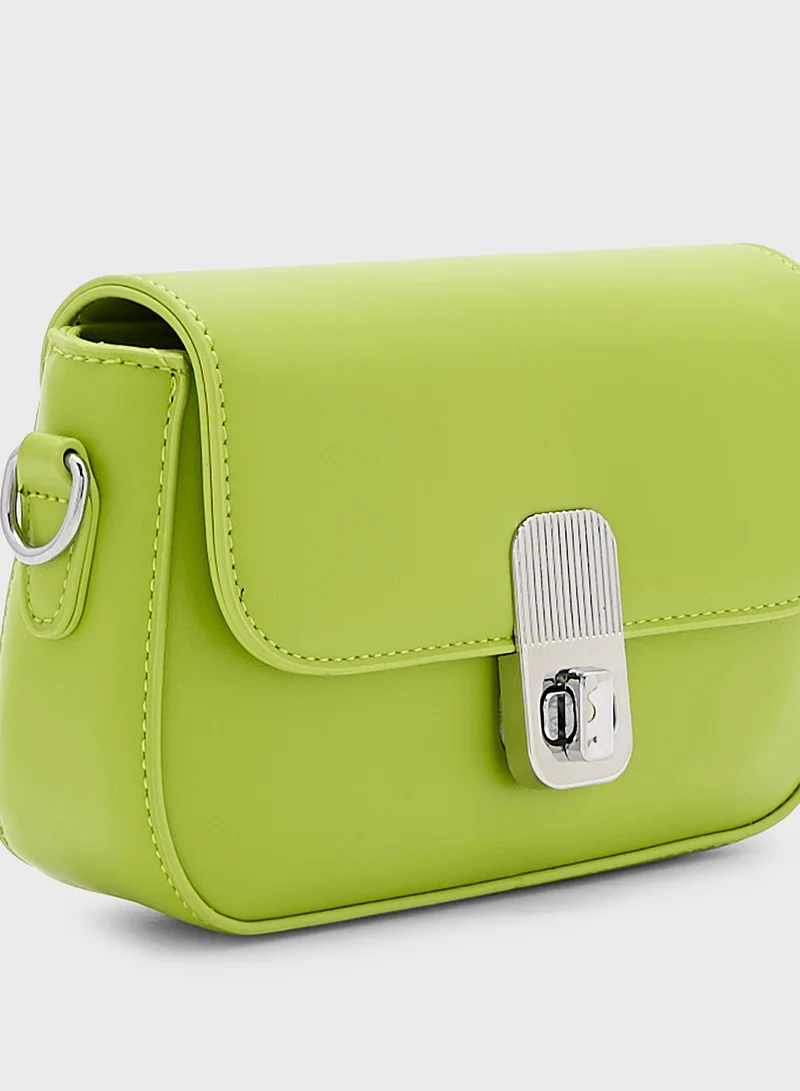 Ginger Metal Clasp Crossbody Bag