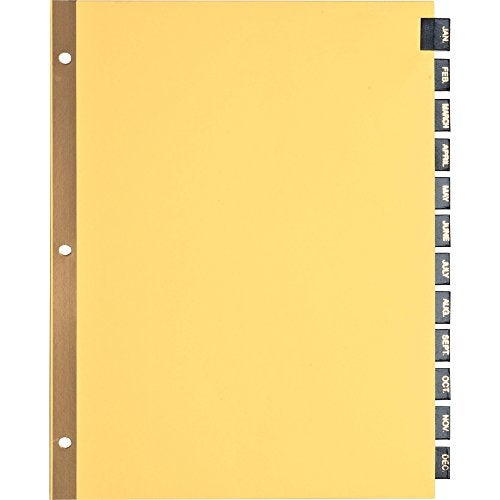 Business Source Monthly Black Leather Tab Index Dividers - Image 3