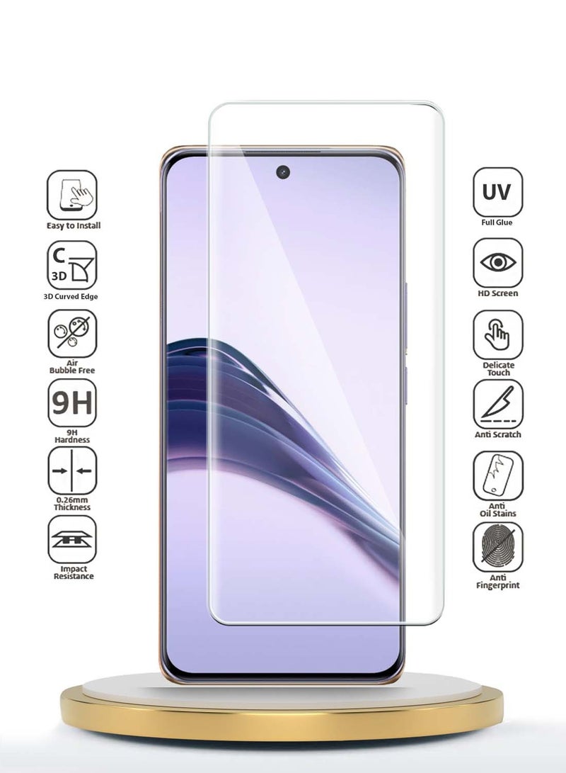 Wtech Realme 13 Pro+ / 13 Pro Plus 5G 2024 Premium Curved Edges UV Full Glue Full Cover Tempered Glass Screen Protector (MSGUCN) - Clear - Image 2