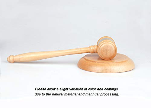 Tiberham Wood Gavel and Sound Block Set, Handcrafted Wooden Gavel with Round Block for Judge Lawyer Student Auction Sale - Image 5