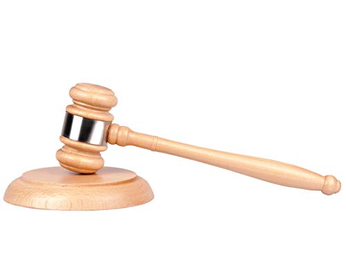 Tiberham Wood Gavel and Sound Block Set, Handcrafted Wooden Gavel with Round Block for Judge Lawyer Student Auction Sale - Image 1