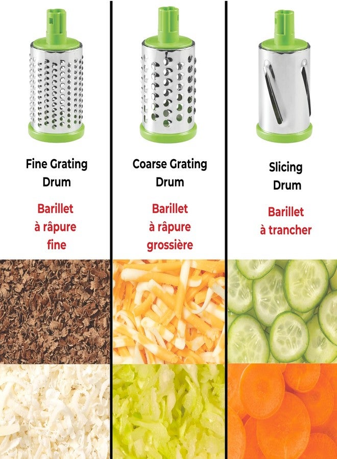 Starfrit Drum Grater - 3 Interchangeable Stainless Steel Barrels - Slice, Coarse and Fine Grating - Vegetable, Cheese, Nuts, Chocolate - Image 3