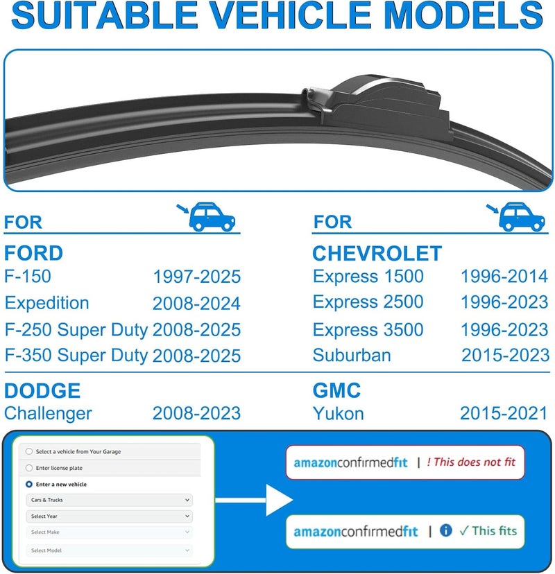 CJPPPZIW Premium All-Season Windshield Wiper Blades Set of 2 - 22 Inch for Ford F-150 (2015-2023) - Image 2