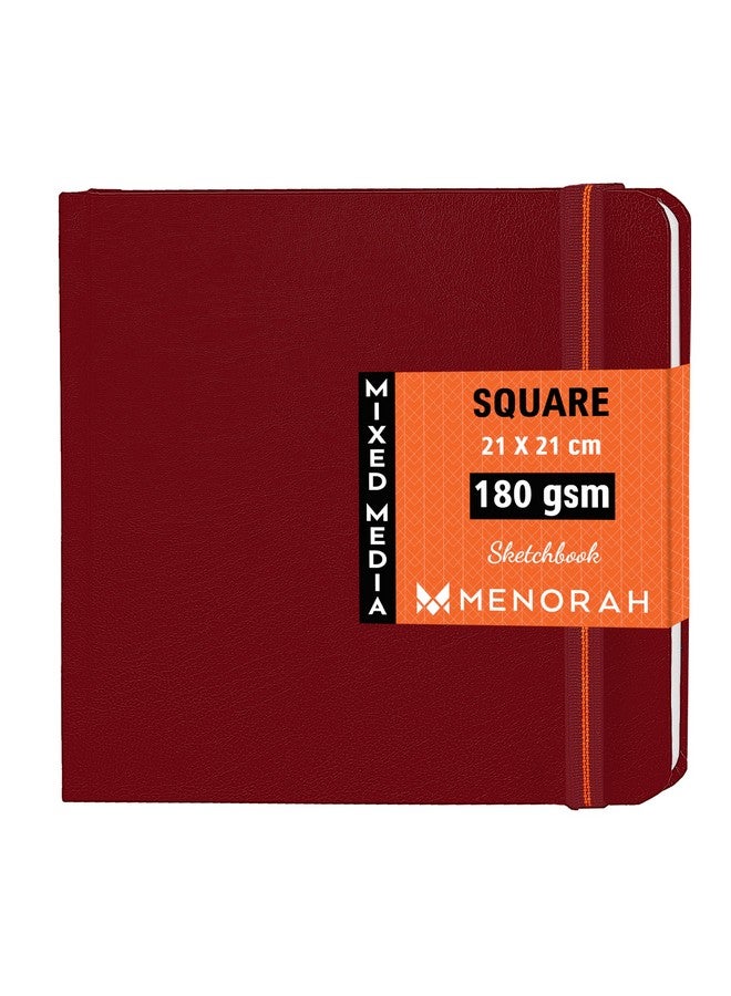 MENORAH Paper Artist Sketchbook - Square -180Gsm - Drawing Sketch Book - 100 Pages/50 Sheets - Hard Bound Drawing Book - Size (21.0 X 21.0 Cm) Big- Handmade(Red, Watercolor) - Image 1