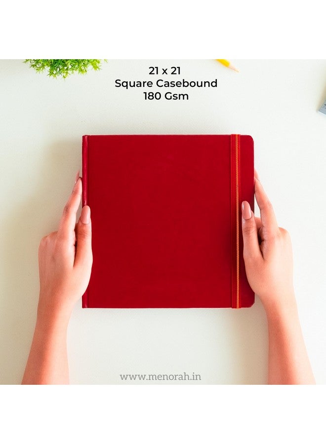 MENORAH Paper Artist Sketchbook - Square -180Gsm - Drawing Sketch Book - 100 Pages/50 Sheets - Hard Bound Drawing Book - Size (21.0 X 21.0 Cm) Big- Handmade(Red, Watercolor) - Image 2