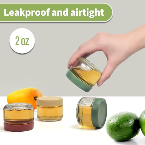 EONJOE 2 oz Glass Jars with Lids Dressing Containers Sauce Cups Mini Condiment Dip Jars To Go Lunch Accessories,12-Pack - Image 3