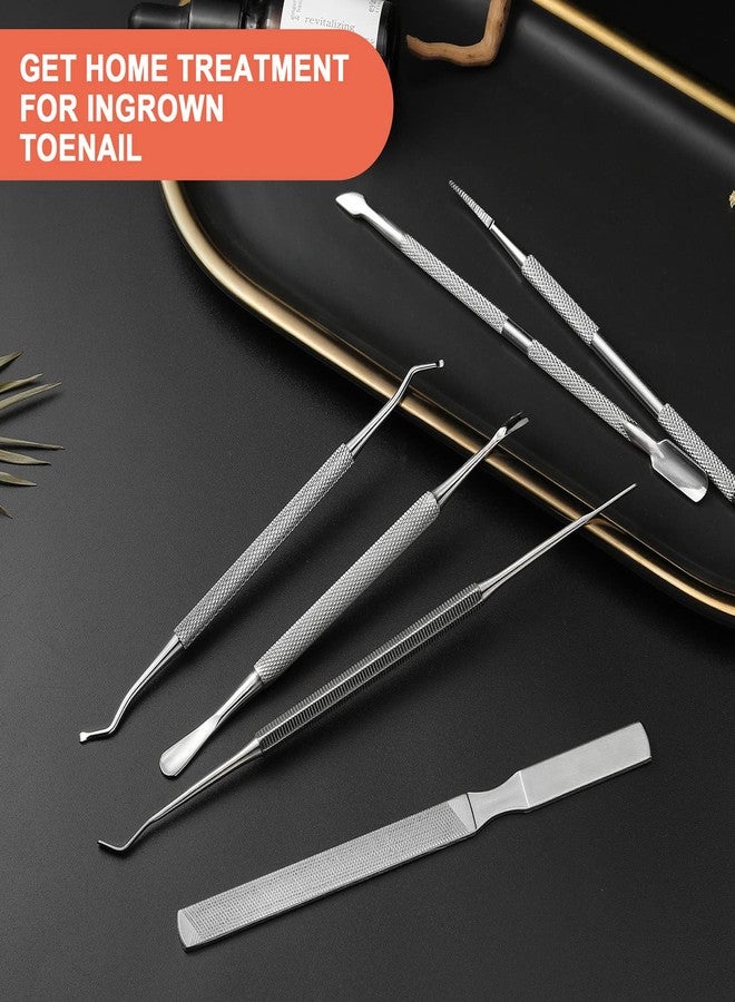 BEZOX Ingrown Toenail Removal Kit - Toenail Lifter and Thick Toenails File, Stainless Steel Pedicure Tools - 6PCS Nail Correction Set - Image 2