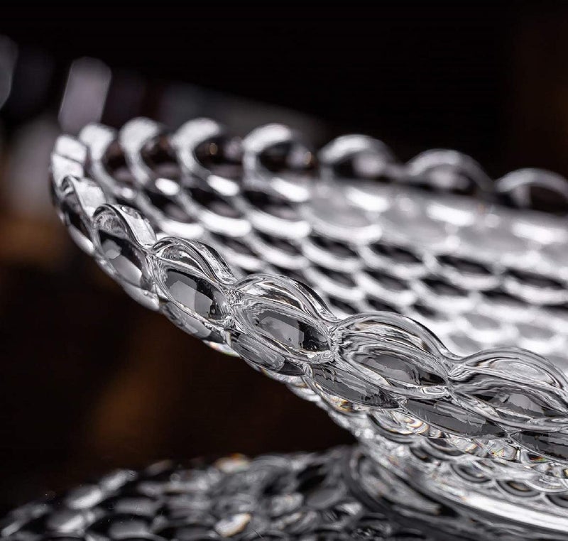 KALQIAD KALQIAD Crystal Clear Bubble Design Round Shape Glass Tray Plate Bowl Round Decorative Plate for Dry Fruits Fruits Snacks Sweets and Chocolates for Home Decoration Living Room Glass Serving Bowl - Image 2