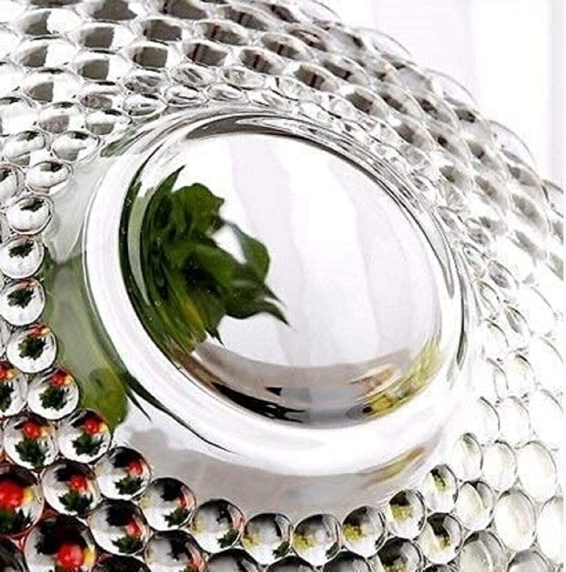 KALQIAD KALQIAD Crystal Clear Bubble Design Round Shape Glass Tray Plate Bowl Round Decorative Plate for Dry Fruits Fruits Snacks Sweets and Chocolates for Home Decoration Living Room Glass Serving Bowl - Image 5