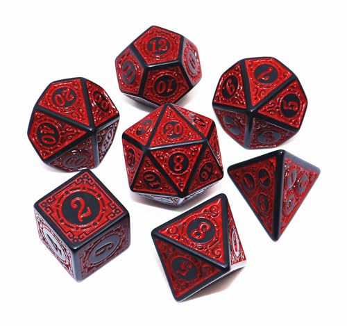 CREEBUY Polyhedral DND Dice Set 5 Pack Dice Sets Fit for Dungeons and Dragons DD RPG Games 7Die Polyhedral Dice with Vintage Pattern 35 Pieces 5 Colors with White - Image 5