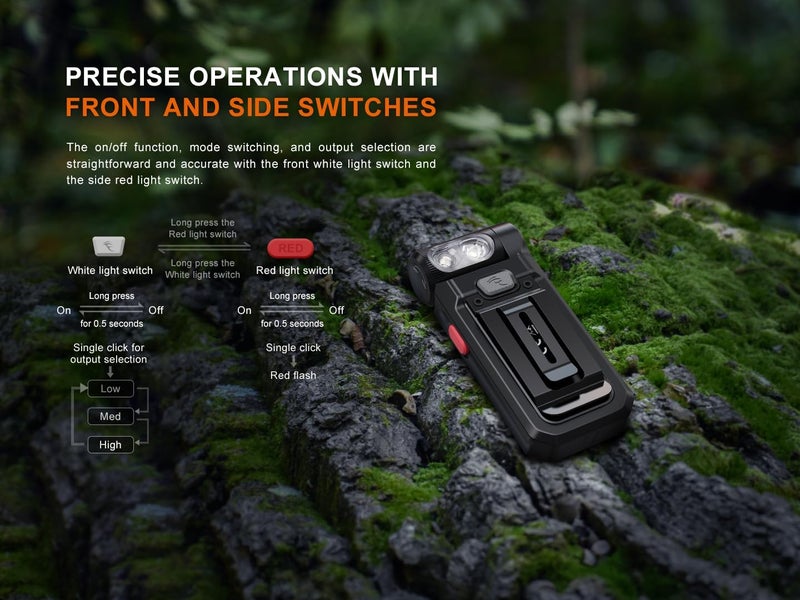 fenix فينيكس SW05RRED مصباح يدوي مسطح مع ضوء أحمر مع حقيبة إكسسوارات إيديسون برايت حزمة سوداء - Image 4