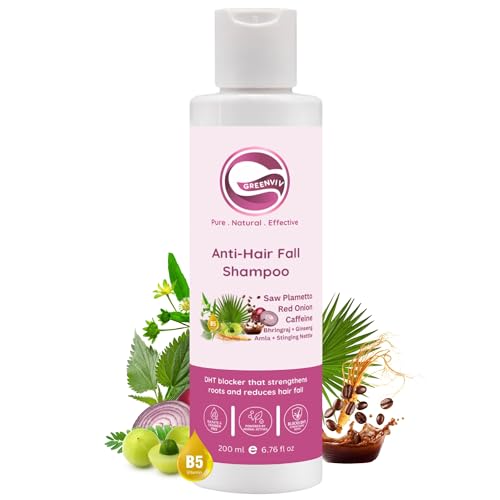 Greenviv Saw Palmetto Anti-Hair Fall Shampoo for Hair Fall Control, DHT Blocker, Strengthens Roots & Reduces Hair Fall with Caffeine & Red Onion | Sulphate & Paraben-Free | 200 ml - Image 1