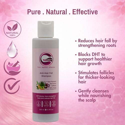 Greenviv Saw Palmetto Anti-Hair Fall Shampoo for Hair Fall Control, DHT Blocker, Strengthens Roots & Reduces Hair Fall with Caffeine & Red Onion | Sulphate & Paraben-Free | 200 ml - Image 3