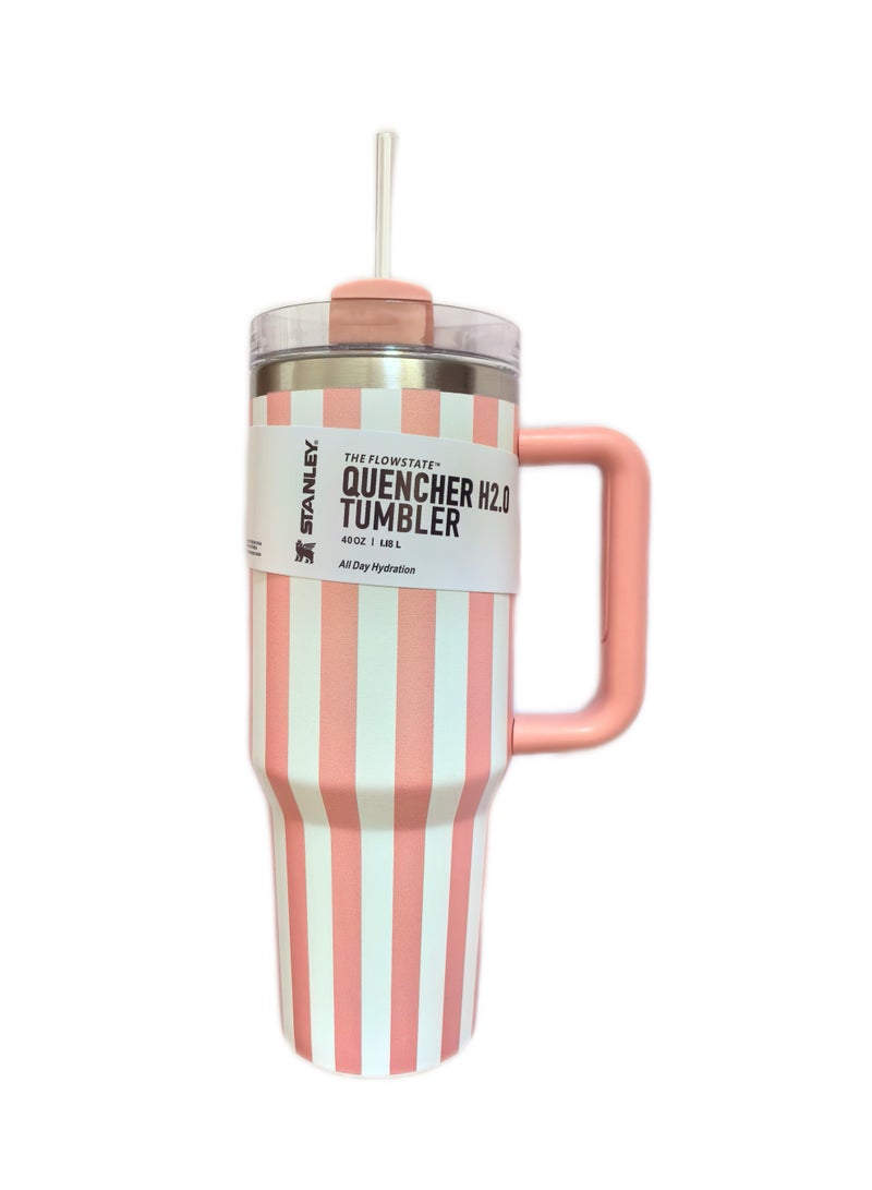 Stanley 40oz Quencher H2.0 Flowstate Stainless Steel Vacuum Insulated Tumbler with Lid and Straw for Water, Iced Tea or Coffee, Smoothie and More,Cream (Pink) - Image 2