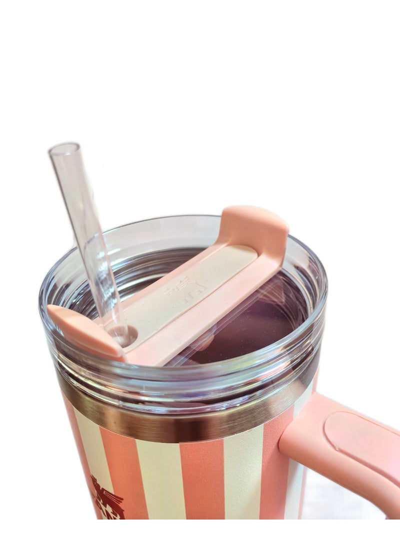 Stanley 40oz Quencher H2.0 Flowstate Stainless Steel Vacuum Insulated Tumbler with Lid and Straw for Water, Iced Tea or Coffee, Smoothie and More,Cream (Pink) - Image 3