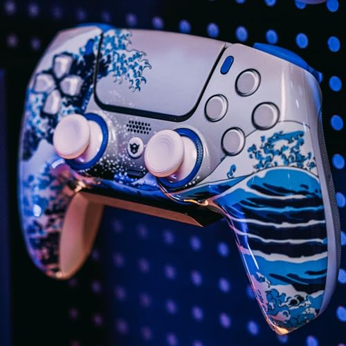 HEXGAMING ULTIMATE Hall Effect Wireless Controller Compatible with ps5-4 Back Buttons, Mouse-Click Hair Triggers, Interchangeable Thumbsticks - Waves - Image 2