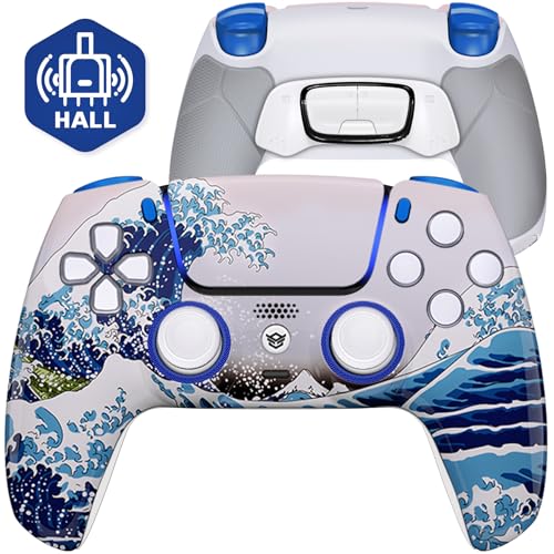 HEXGAMING ULTIMATE Hall Effect Wireless Controller Compatible with ps5-4 Back Buttons, Mouse-Click Hair Triggers, Interchangeable Thumbsticks - Waves - Image 1