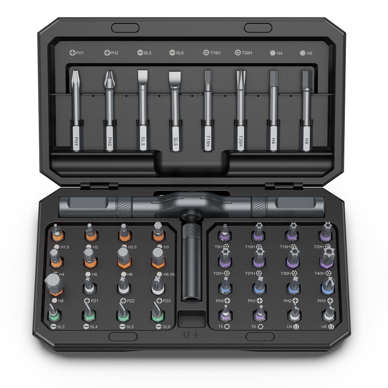 Bomivoi 42 in 1 Magnetic Screwdriver Set, DIY Ratchet Screwdriver Set, Multi Bit Magnetic Drive Set, Detachable Ratchet Handle, Portable Compact Repair Tool Kit for Furniture Computer Bicycle Black - Image 1