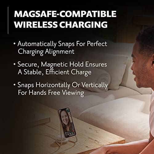 COURANT MAG:2 Wireless Charging Stand - Belgian Linen, 2 in 1 Multi-Device Charger - Magnetic Stand for MagSafe iPhones 16, 15, 14, 13, 12 with Charging Base for AirPod Cases, (Camel) - Image 2