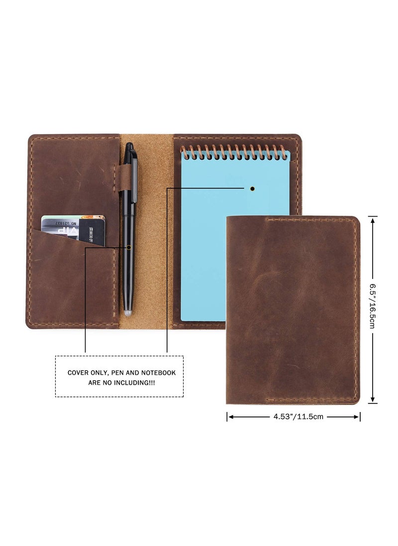 Robrasim Leather Journal Cover for 3.5" x 5.5" Pocket Size Notebook With Pen Loop, Leather Cover Compatible with Rocketbook Notebook Mini Size - Brown  - Image 3