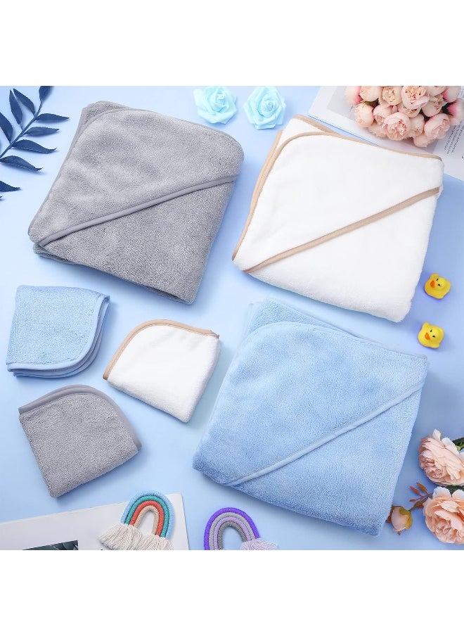 Moukeren 15 Pcs Baby Bath Towel and Washcloths Set Includes 3 Pcs Baby Bath Towel and 12 Pcs Baby Washcloths Fleece Soft Hooded Towels Absorbent Wash Clothes for Newborn Toddler Boy Girl Infant Essentials Gift  - Image 4