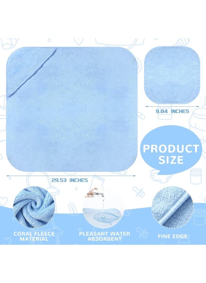 Moukeren 15 Pcs Baby Bath Towel and Washcloths Set Includes 3 Pcs Baby Bath Towel and 12 Pcs Baby Washcloths Fleece Soft Hooded Towels Absorbent Wash Clothes for Newborn Toddler Boy Girl Infant Essentials Gift  - Image 2