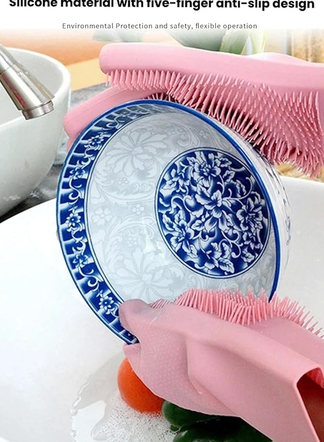 قفازات مطبخ سيليكون بنفسجية 3 أزواج لغسل الأطباق والتنظيف والغسيل - Image 5