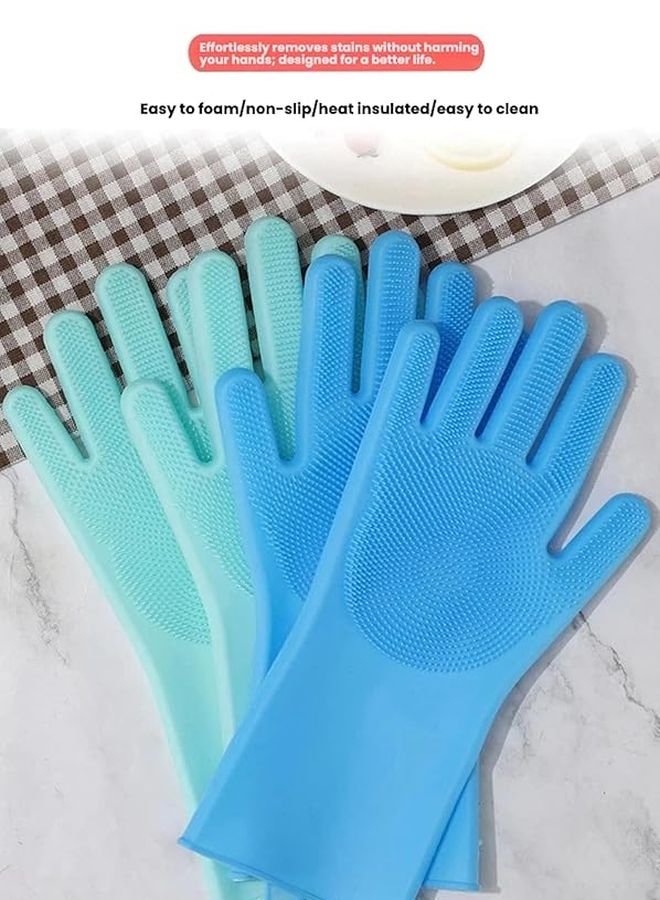 قفازات مطبخ سيليكون بنفسجية 3 أزواج لغسل الأطباق والتنظيف والغسيل - Image 3
