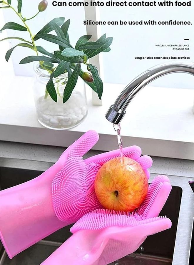 قفازات مطبخ سيليكون بنفسجية 3 أزواج لغسل الأطباق والتنظيف والغسيل - Image 4