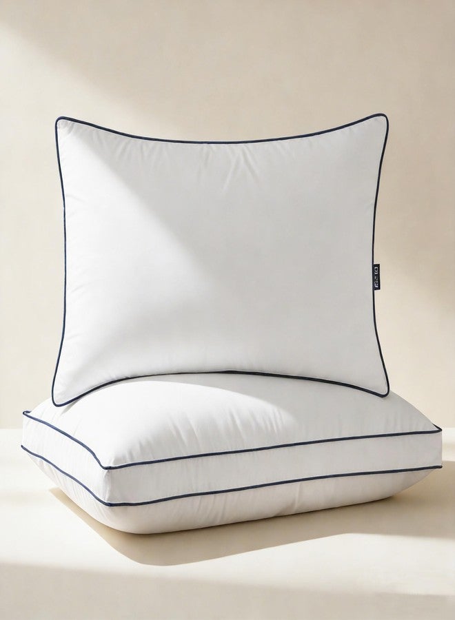 DOWNCOOL Goose Down Bed Pillows Queen Size Set of 2, Pillow Soft Support for Side, Back or Stomach Sleepers, for Better Sleep Experience, White 20" x 30" - Image 1