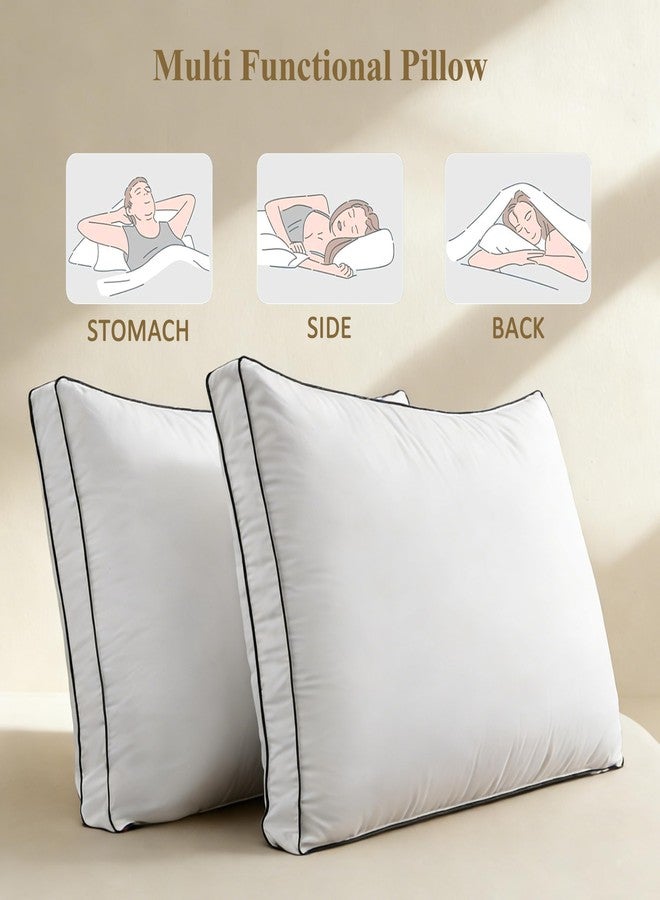 DOWNCOOL Goose Down Bed Pillows Queen Size Set of 2, Pillow Soft Support for Side, Back or Stomach Sleepers, for Better Sleep Experience, White 20" x 30" - Image 2