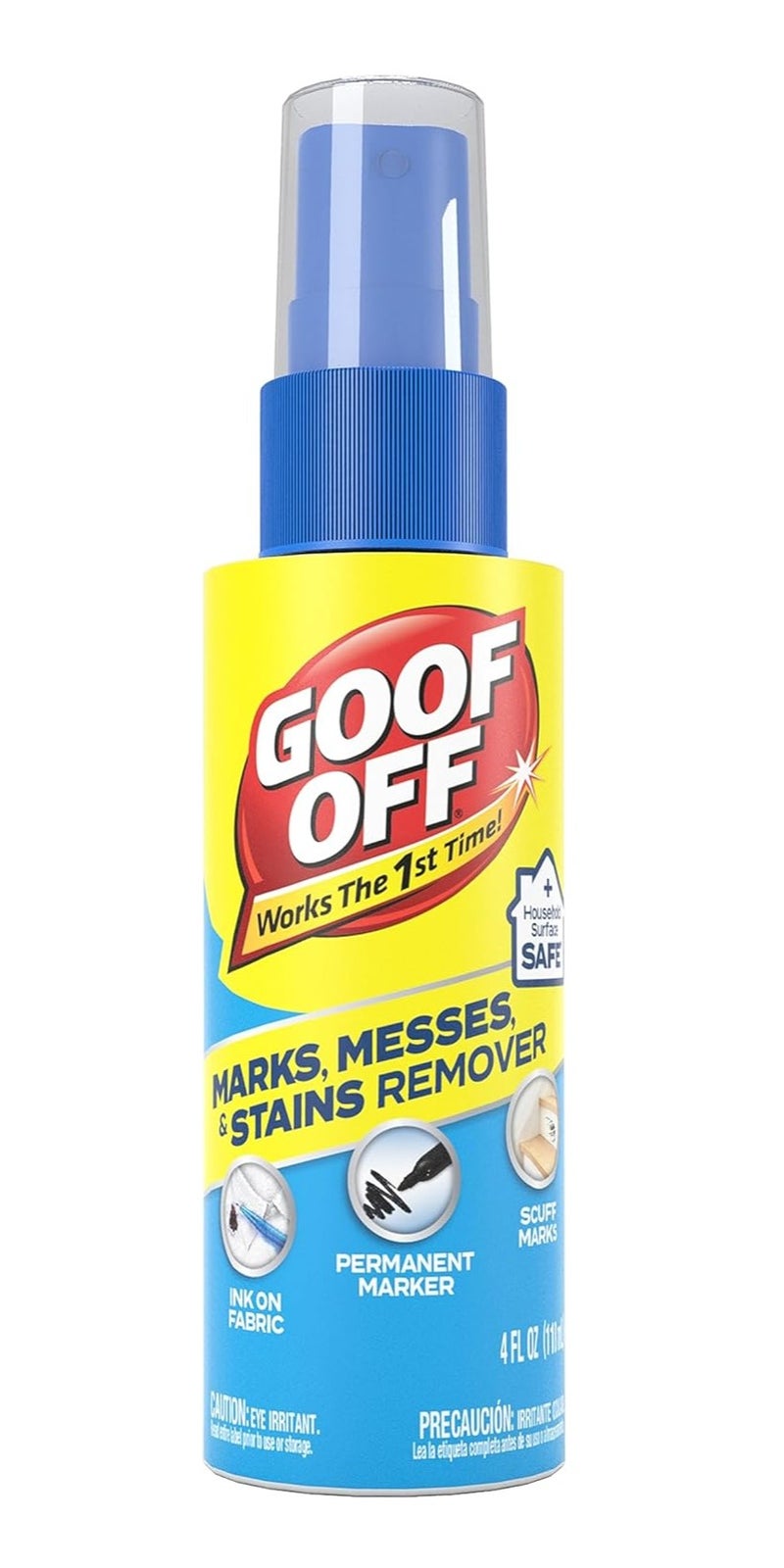 Goof Off Marks Messes & Stains Remover Spray 118ml – Multi Surface Cleaner for Ink Marker Scuff Adhesive Stains | Household Safe Citrus Formula for Fabric Plastic Metal Surfaces - Image 1