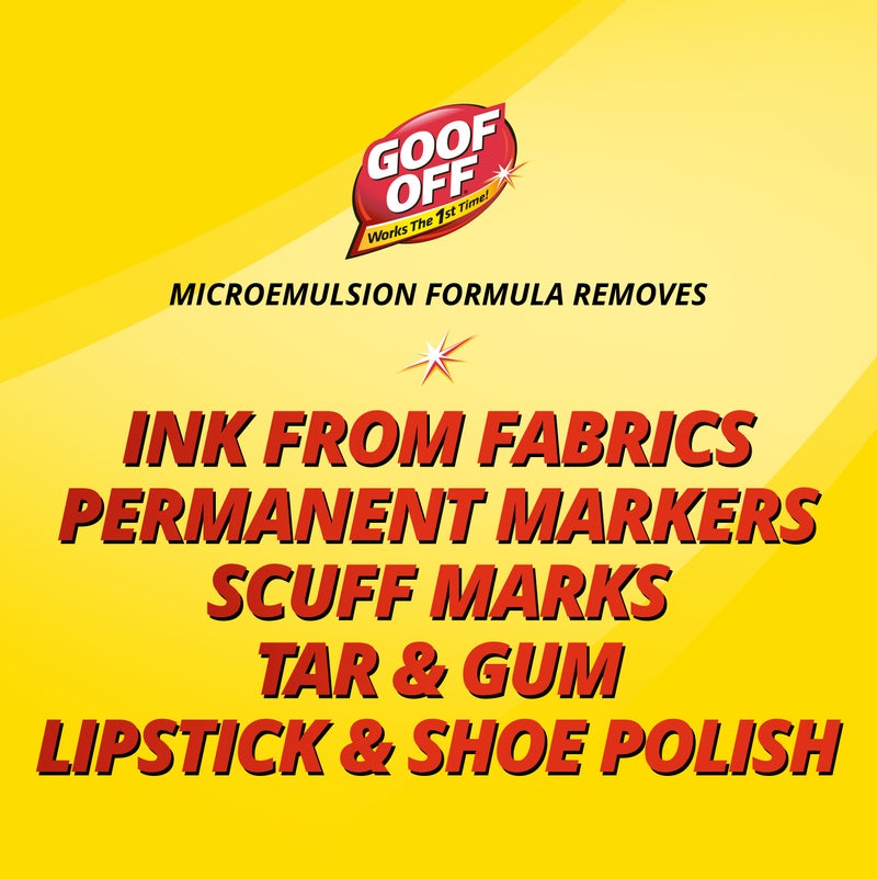 Goof Off Marks Messes & Stains Remover Spray 118ml – Multi Surface Cleaner for Ink Marker Scuff Adhesive Stains | Household Safe Citrus Formula for Fabric Plastic Metal Surfaces - Image 3