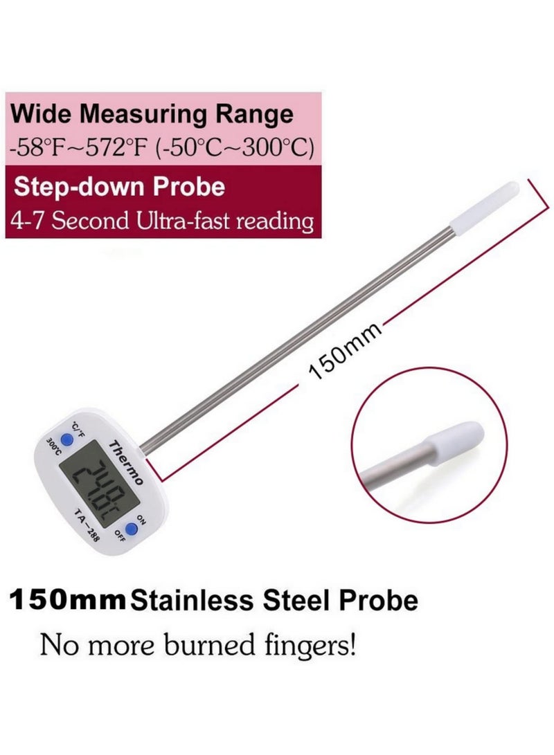 TA288 LCD Digital Food Thermometer Accurate Kitchen Cooking Thermometer with Stainless Steel Probe for BBQ Oven Milk Water Oil Meat Baking Temperature Tester Monitor 0°C °F Switchable Large Display - Image 5