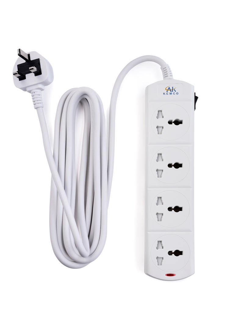 AK KEMCO - KEMCO 4 WAY 5 METER EXTENSION SOCKET POWER CORD QC6124BW - Image 1