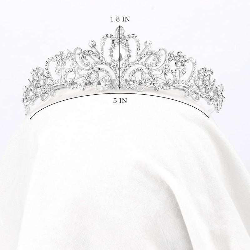 Didder Silver Crystal Tiara Crown Headband Princess Elegant Crown with combs for Women Girls Bridal Wedding Prom Birthday Party - Image 5