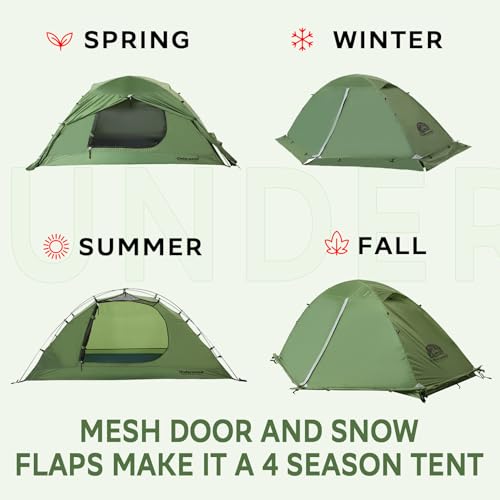 Underwood Aggregator 1-Person Backpacking Tent for 4-Season - Winter Waterproof Tent for One Person, Lightweight Camping Gear for Backpacking, Easy Set Up Cold Weather Essentials by Underwood Aggregator - Image 2