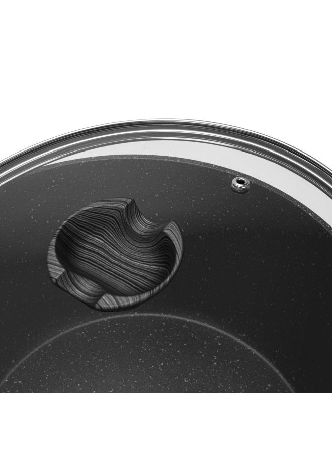 Fissman Angela 24x11cm 4.2L Non-Stick Aluminium Stockpot With Glass Lid, Black Cooking Pot For Family Recipes - Image 3