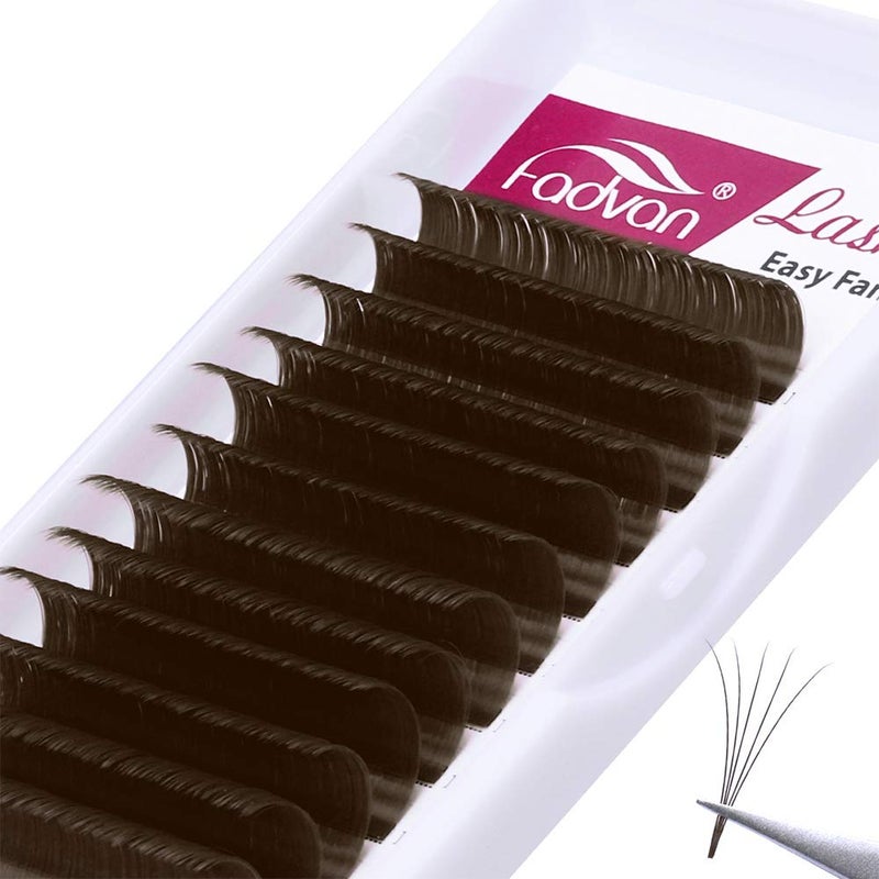 FADVAN Volume Lash Extensions Brown Easy Fan Volume Lashes 07 Rapid Blooming 1520mm Mixed Tray Eyelash Extensions C D Curl Flowering Lash Extensions by FADVAN Brown 007C 1520mm