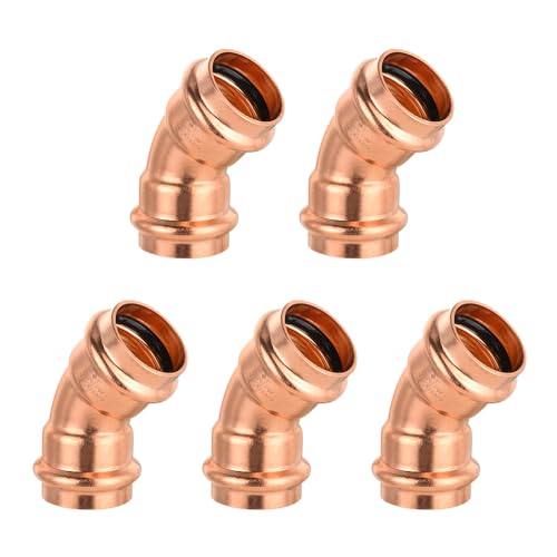 EFIELD Pack of 5 EFIELD 1 x 1 Copper Press Fit 45 Degree Elbow Fittings For Copper Tube Connection LBP DesignPRESS008 - Image 1