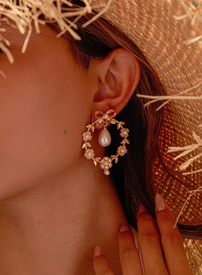 تايك تو Beaded Bow Dangle Earrings