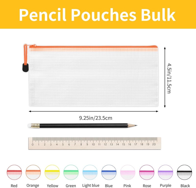 EOOUT Pencil Pouches 20pcs 9.5x4.5 Inches Small Mesh Zipper Pouch in 10 Colors for Travel Storage Cosmetics and Office Supplies Storage - Image 2