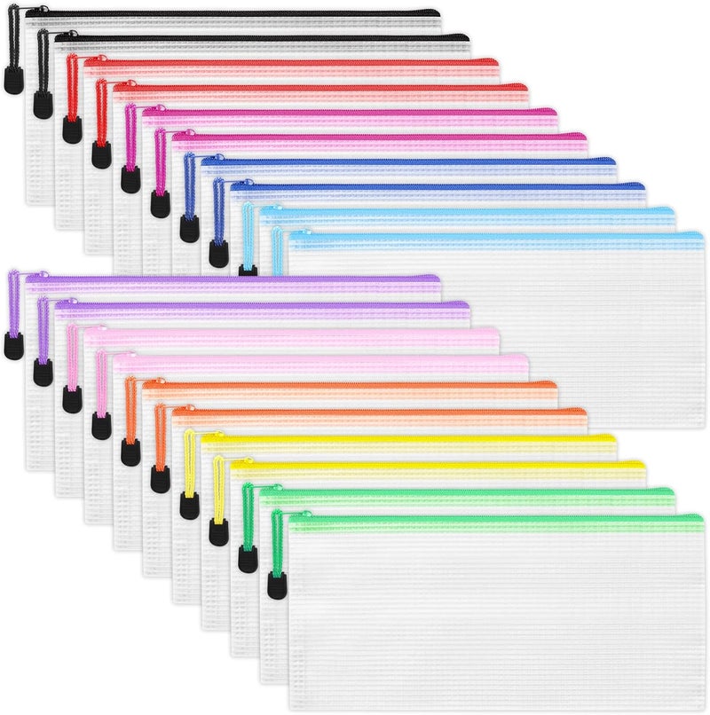 EOOUT Pencil Pouches 20pcs 9.5x4.5 Inches Small Mesh Zipper Pouch in 10 Colors for Travel Storage Cosmetics and Office Supplies Storage - Image 1