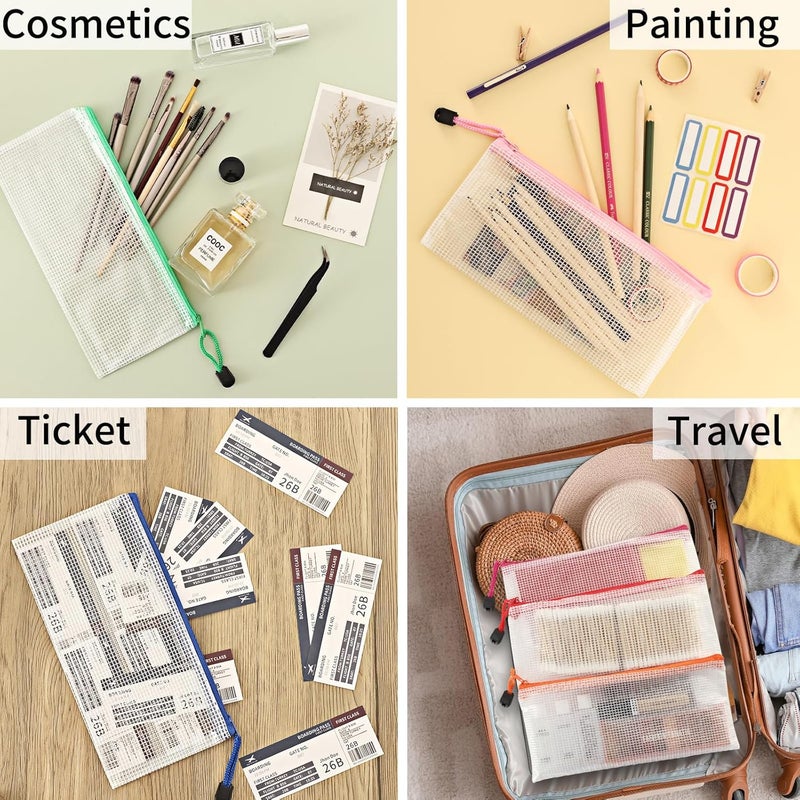 EOOUT Pencil Pouches 20pcs 9.5x4.5 Inches Small Mesh Zipper Pouch in 10 Colors for Travel Storage Cosmetics and Office Supplies Storage - Image 4