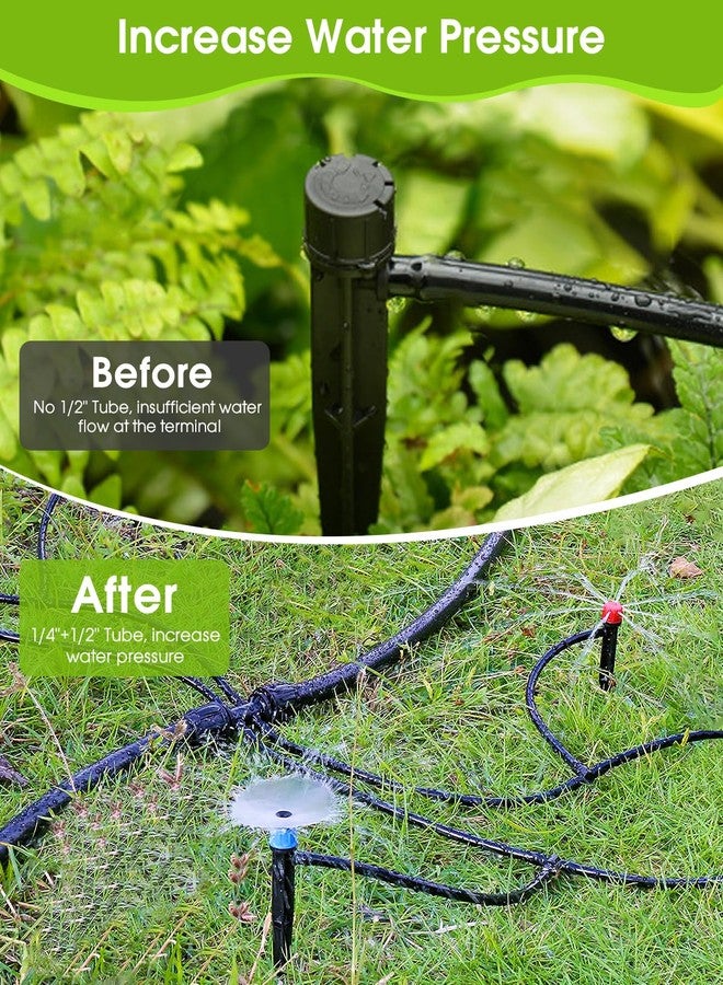 Moocci Drip Irrigation System Kit - Garden Watering System with 16FT 1/2'' & 79FT 1/4" Irrigation Tubing Parts - Automatic Irrigation Sprinkler Equipment for Raised Beds, Plants, Garden, Lawn, Greenhouse - Image 4