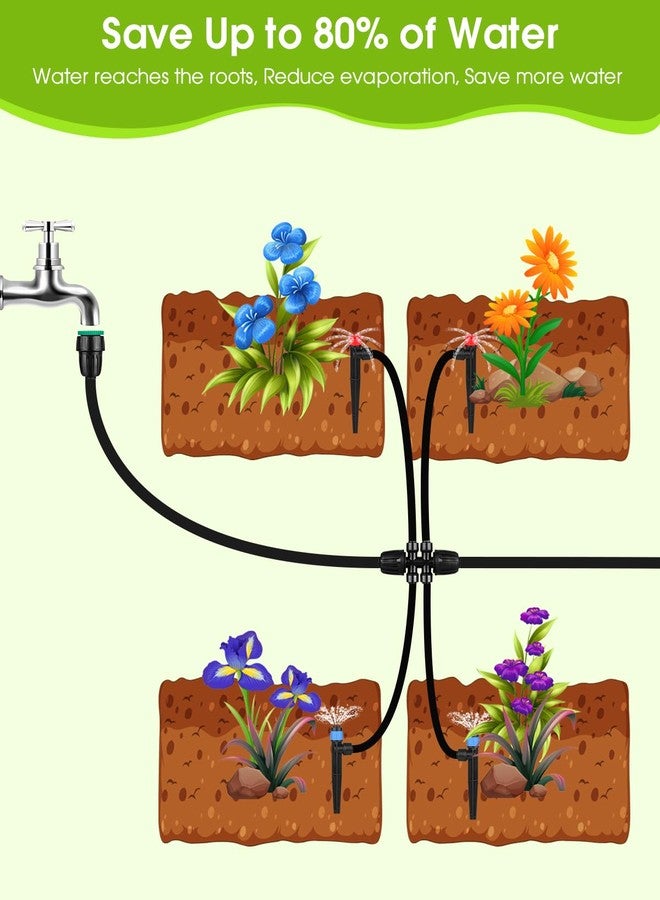 Moocci Drip Irrigation System Kit - Garden Watering System with 16FT 1/2'' & 79FT 1/4" Irrigation Tubing Parts - Automatic Irrigation Sprinkler Equipment for Raised Beds, Plants, Garden, Lawn, Greenhouse - Image 3