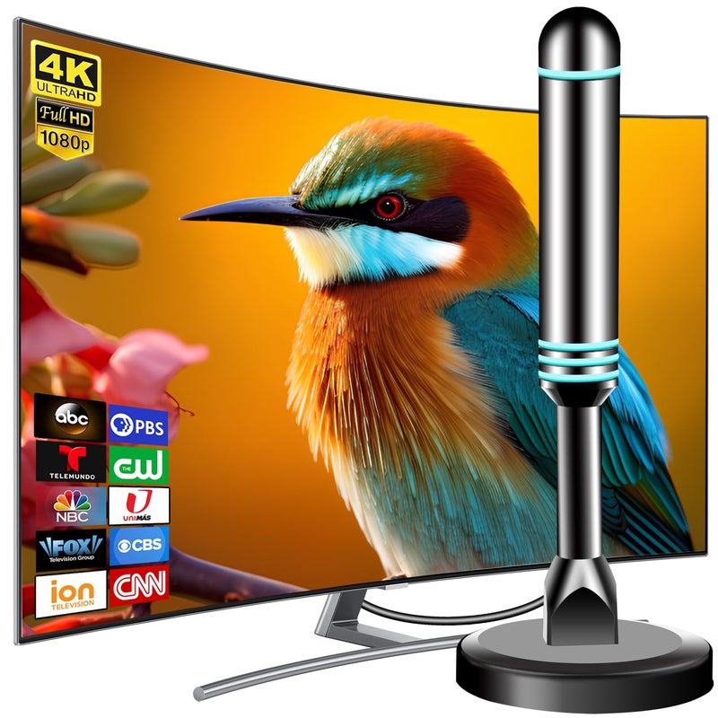 DTVSMARTSHOW Digital Antenna for Smart TV Indoor, TV Antenna for Local Channels, Strong Magnetic Base TV Antenna Indoor for Easy Installation, Long Range Reception for 4k 1080p, Support All Smart/Old TVs (Blue) - Image 1